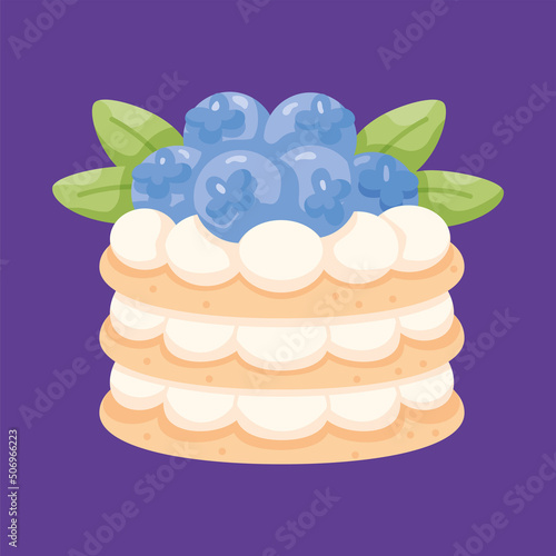 Isolated blueberries tiered cake Dessert Vector illustration