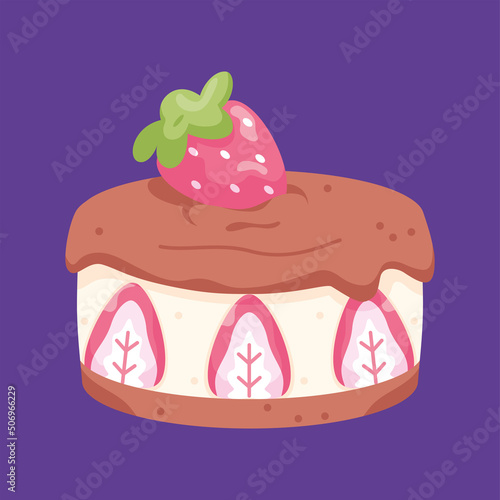 Isolated strawberry cake Dessert icon Vector illustration