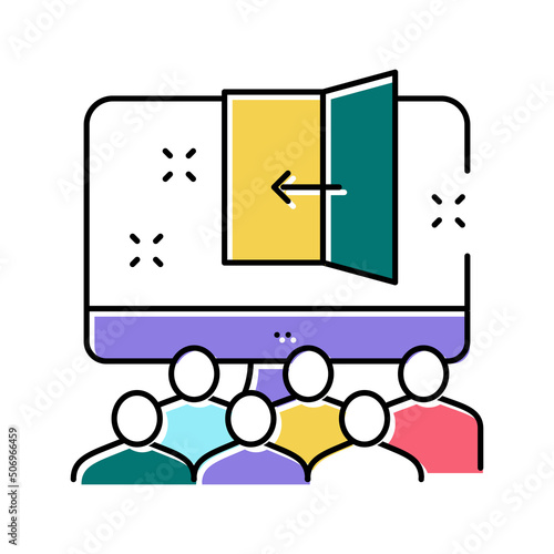 virtual escape room kids party color icon vector illustration