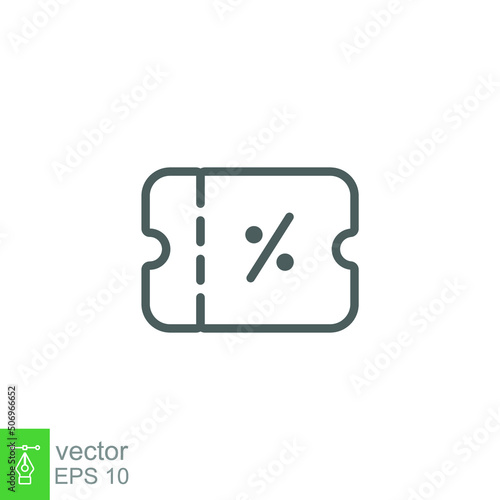 Discount icon. Sale coupon concept. Simple outline style. Thin line vector illustration isolated on white background. EPS 10.