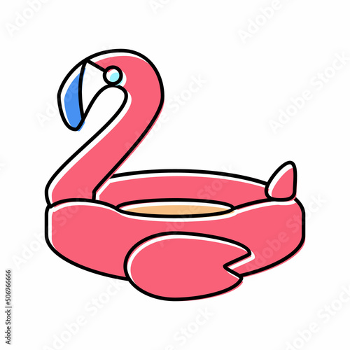 flamingo inflatable mattress color icon vector illustration