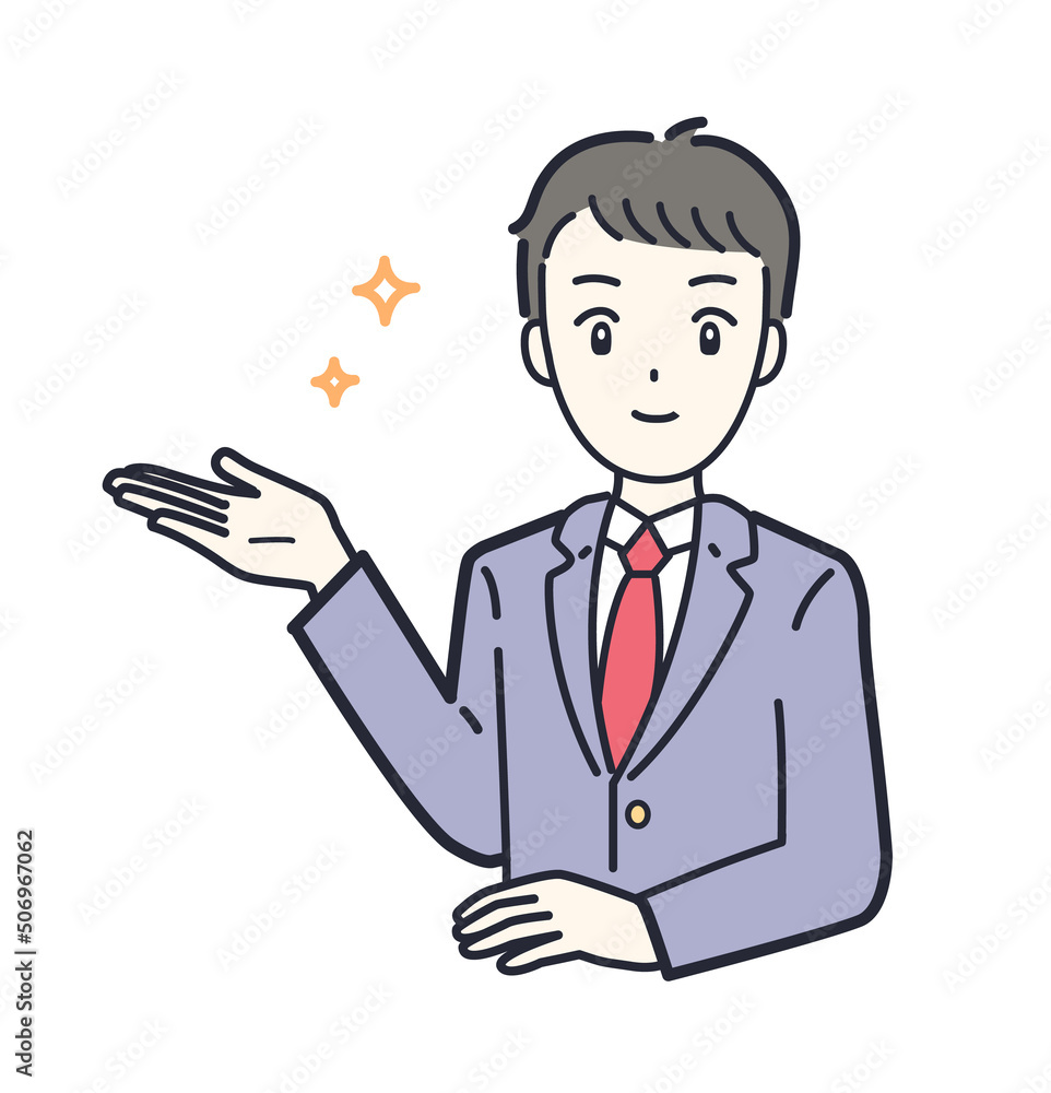 笑顔でおすすめする男子学生のイラスト素材 笑顔でおすすめする男子学生のイラスト素材