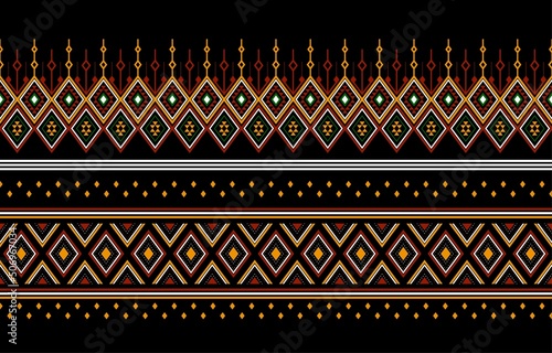 Geometric ethnic oriental seamless pattern traditional Design for background,carpet,wallpaper.clothing,wrapping,Batik fabric,Vector illustration.embroidery style - Sadu, sadou, sadow or sado