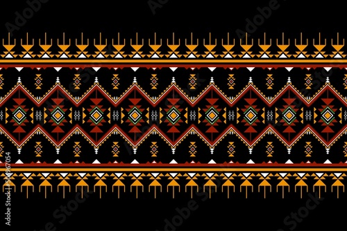 Geometric ethnic oriental seamless pattern traditional Design for background,carpet,wallpaper.clothing,wrapping,Batik fabric,Vector illustration.embroidery style - Sadu, sadou, sadow or sado