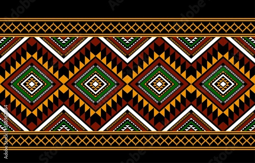 Geometric ethnic oriental seamless pattern traditional Design for background,carpet,wallpaper.clothing,wrapping,Batik fabric,Vector illustration.embroidery style - Sadu, sadou, sadow or sado
