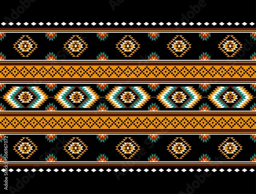 Geometric ethnic oriental seamless pattern traditional Design for background,carpet,wallpaper.clothing,wrapping,Batik fabric,Vector illustration.embroidery style - Sadu, sadou, sadow or sado