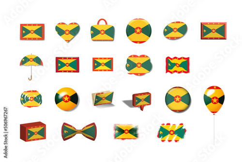 グレナダ 国旗イラスト21種