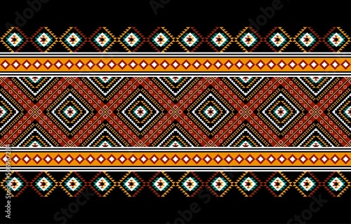 Geometric ethnic oriental seamless pattern traditional Design for background,carpet,wallpaper.clothing,wrapping,Batik fabric,Vector illustration.embroidery style - Sadu, sadou, sadow or sado