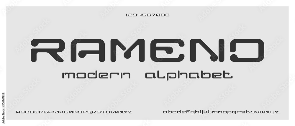 Rameno, modern creative alphabet with urban style template Rameno, modern creative alphabet with urban style template