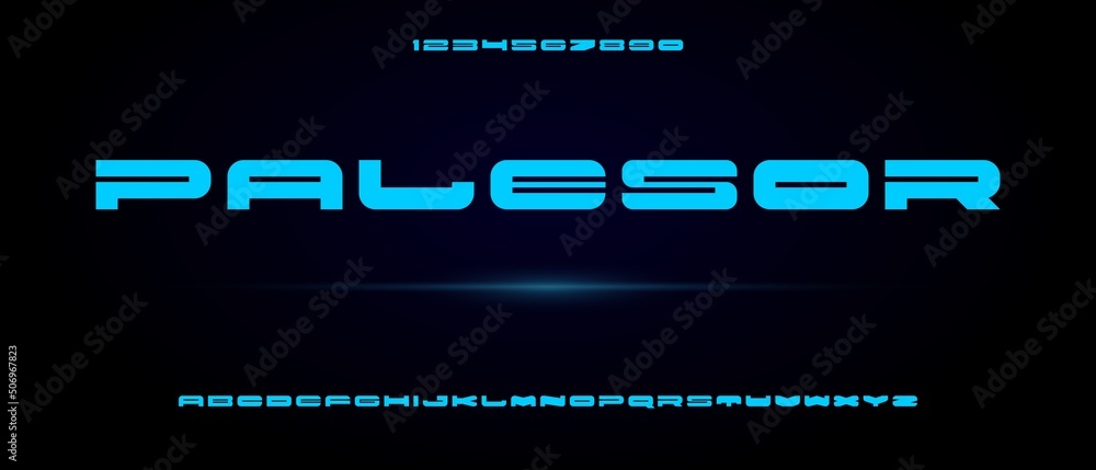 Palesor, abstract modern condensed alphabet with urban style template