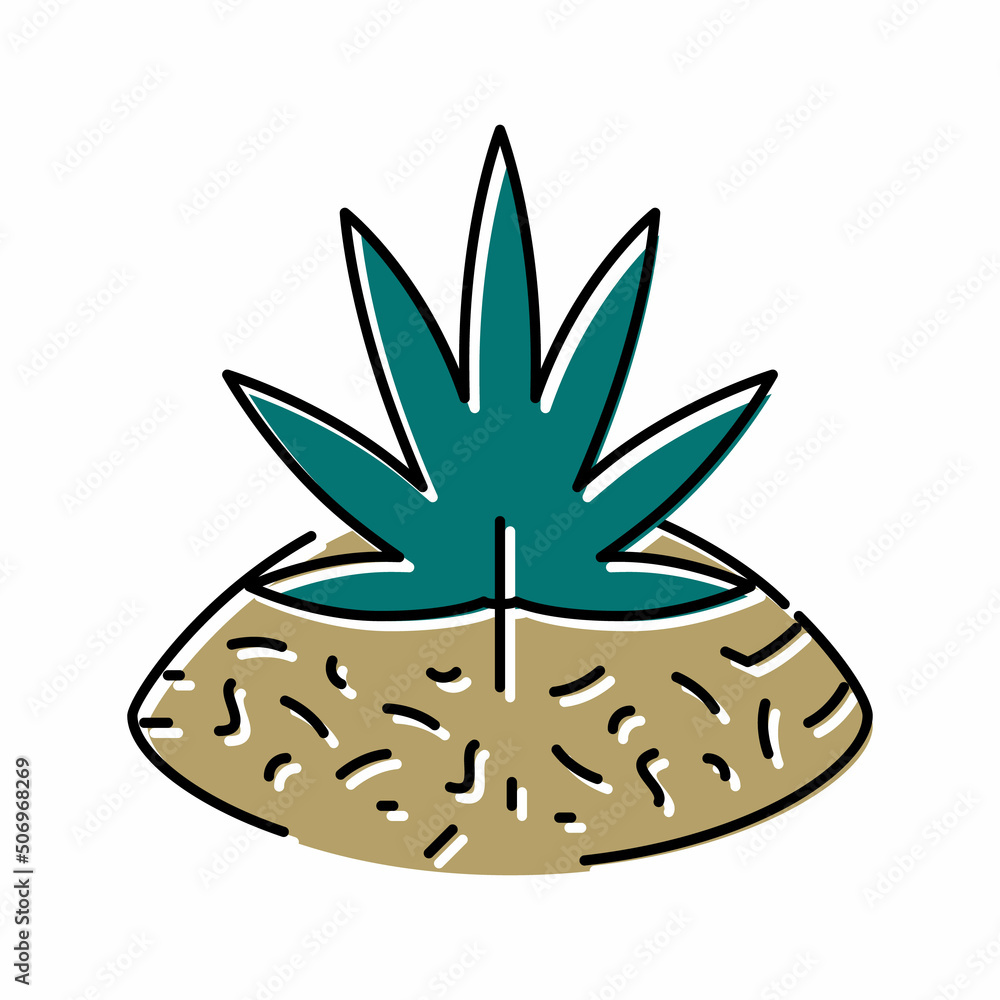 marijuana drug plant color icon vector illustration - obrazy, fototapety, plakaty 