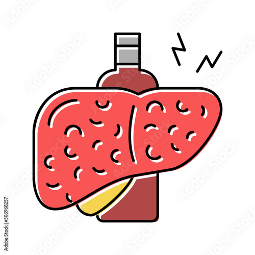 cirrhosis hepatitis color icon vector illustration