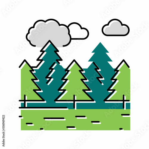 coniferous forests color icon vector illustration