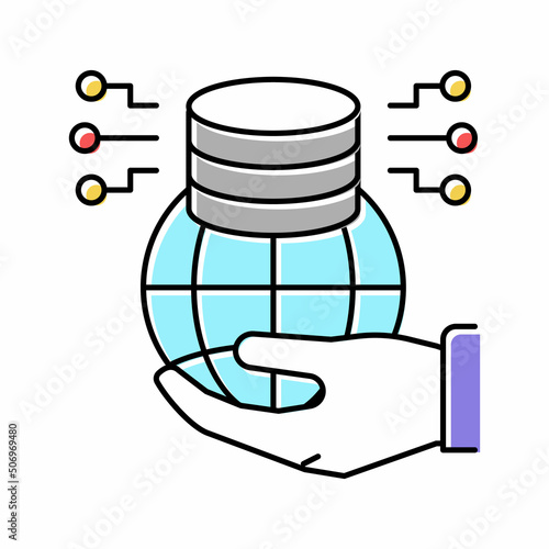 big data for sustainable development social problem color icon vector illustration