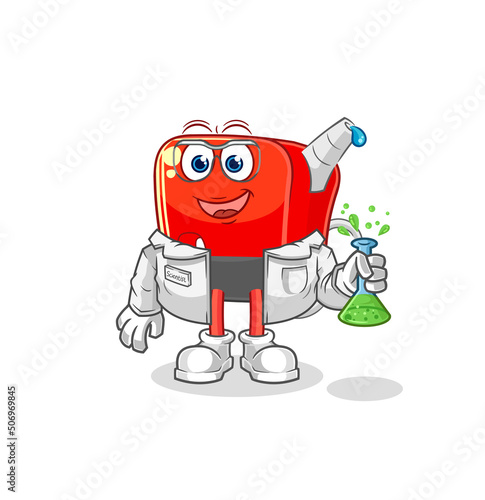 gasoline pump scientist character. cartoon mascot vector