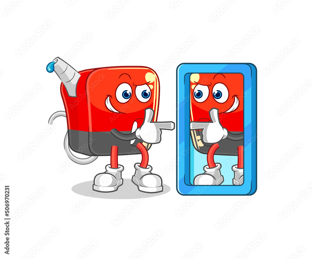gasoline pump looking into mirror cartoon. cartoon mascot vector gasoline pump looking into mirror cartoon. cartoon mascot vector