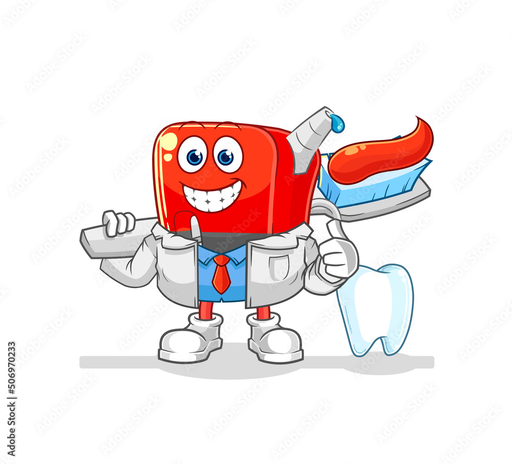 gasoline pump dentist illustration. character vector