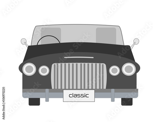 かっこいいレトロなオープンカー・クラシックカー・ヴィンテージカー・車体・ブラック・グレイ・黒