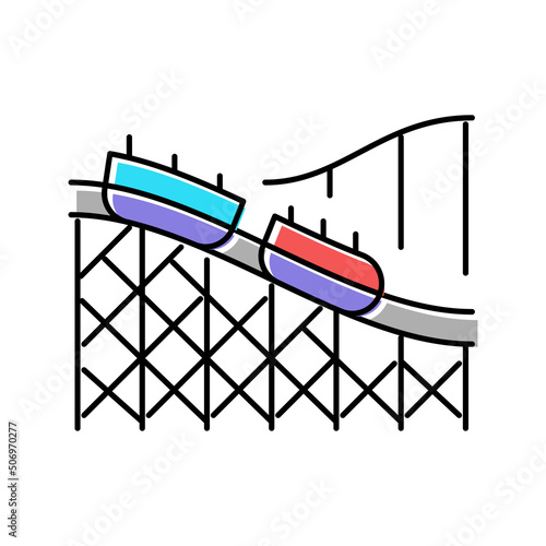 rollercoaster amusement park color icon vector illustration