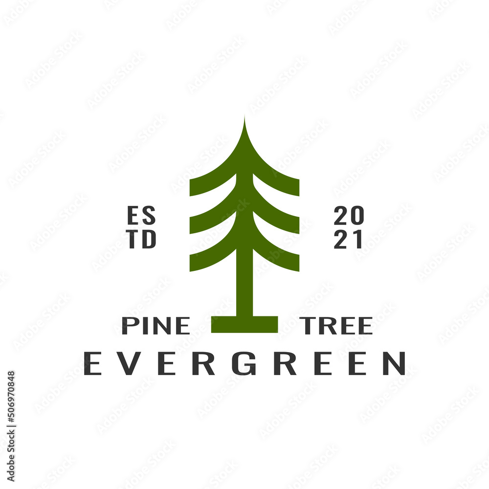 Evergreen Logo Design . Pine Tree Evergreen Logo Design . Pine Tree