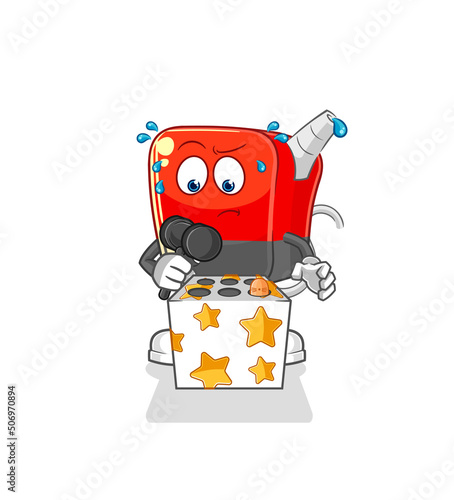 gasoline pump play whack a mole mascot. cartoon vector