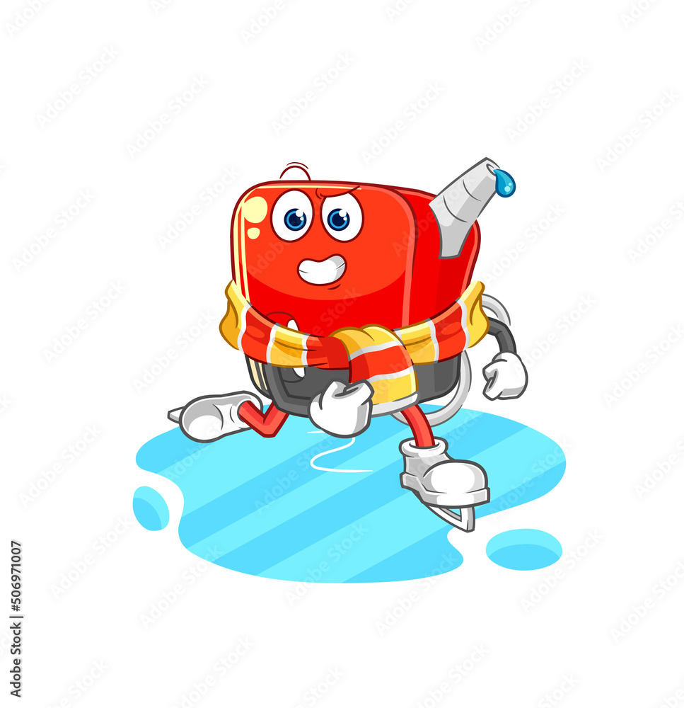 gasoline pump ice skiing cartoon. character mascot vector