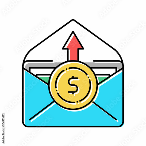 wage inflation color icon vector illustration