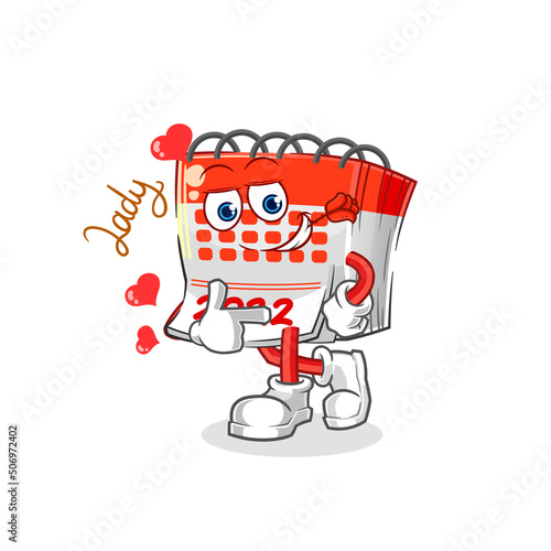 calendar flirting illustration. character vector