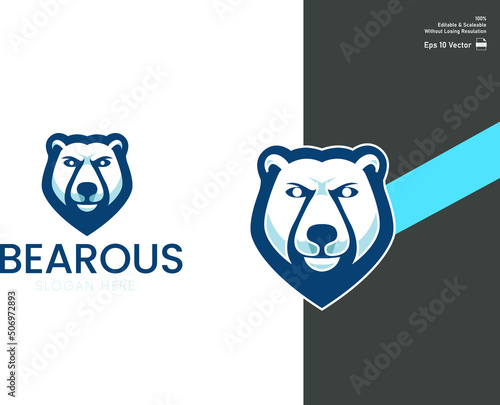 The grizzly bear mascot for esport and sport logo isolated in white background Premium Vector.