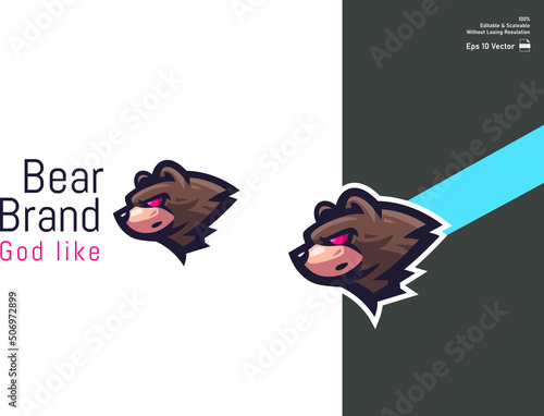 The grizzly bear mascot for esport and sport logo isolated in white background Premium Vector.