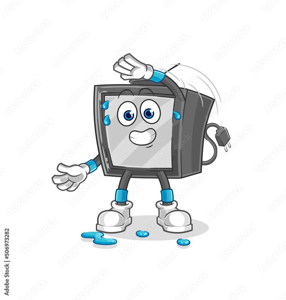 old tv stretching character. cartoon mascot vector old tv stretching character. cartoon mascot vector