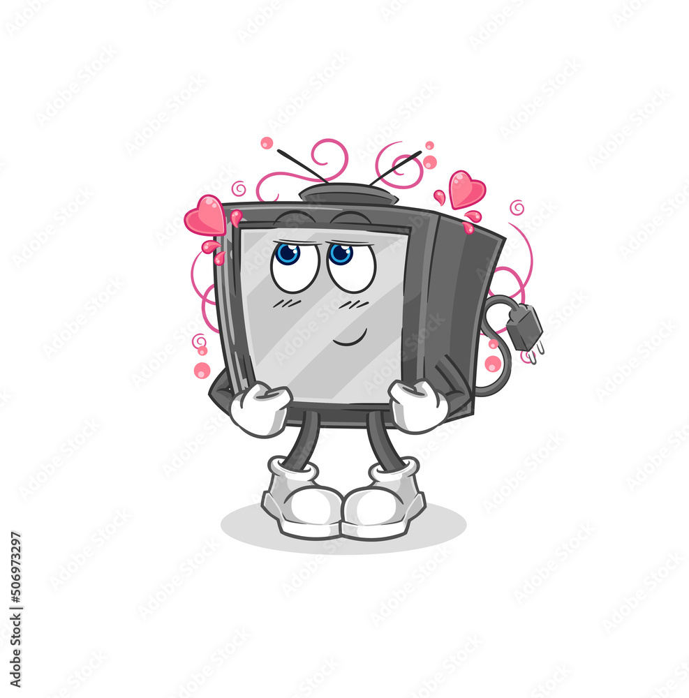 old tv shy vector. cartoon character old tv shy vector. cartoon character