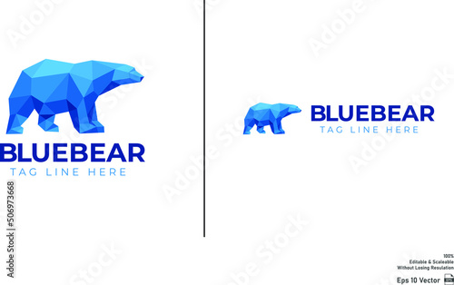 Vector polar bear stylized triangle polygonal model vector logo isolated with white background.
