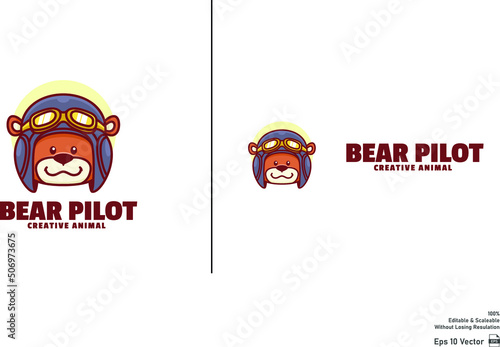 Cartoon Cool Polar Bear Mascot Logo isolated in white background.