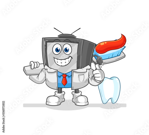 old tv dentist illustration. character vector © dataimasu