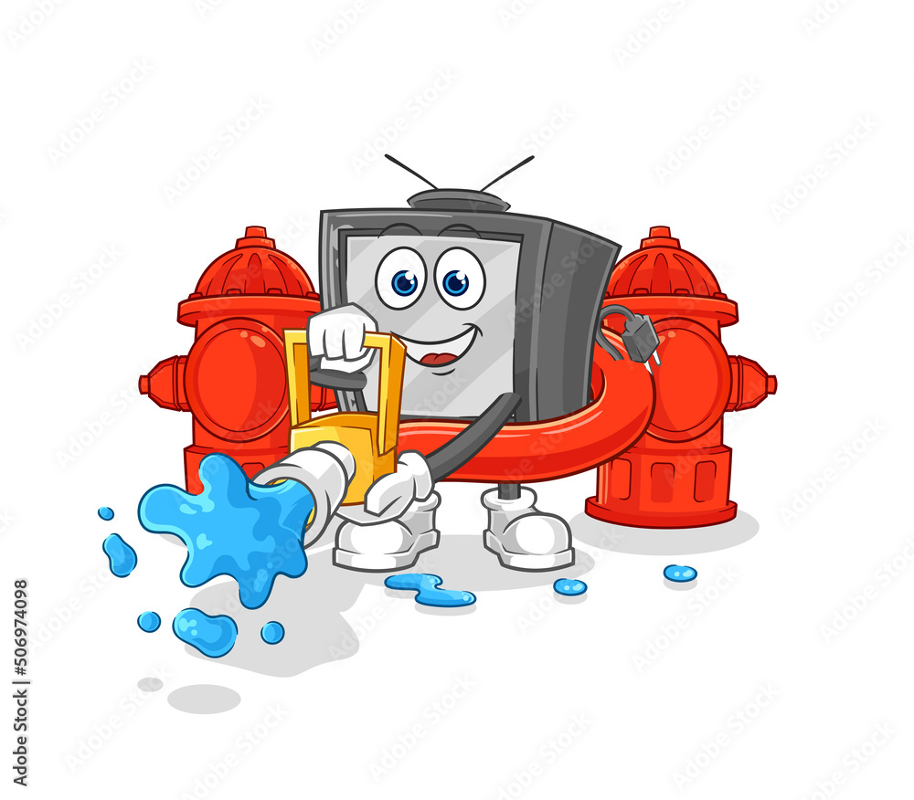 old tv firefighter vector. cartoon character old tv firefighter vector. cartoon character