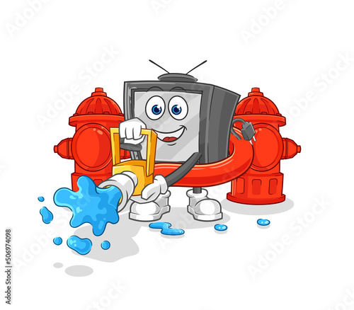 old tv firefighter vector. cartoon character
