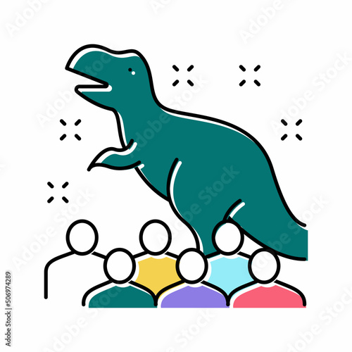 dinosaur kids party color icon vector illustration