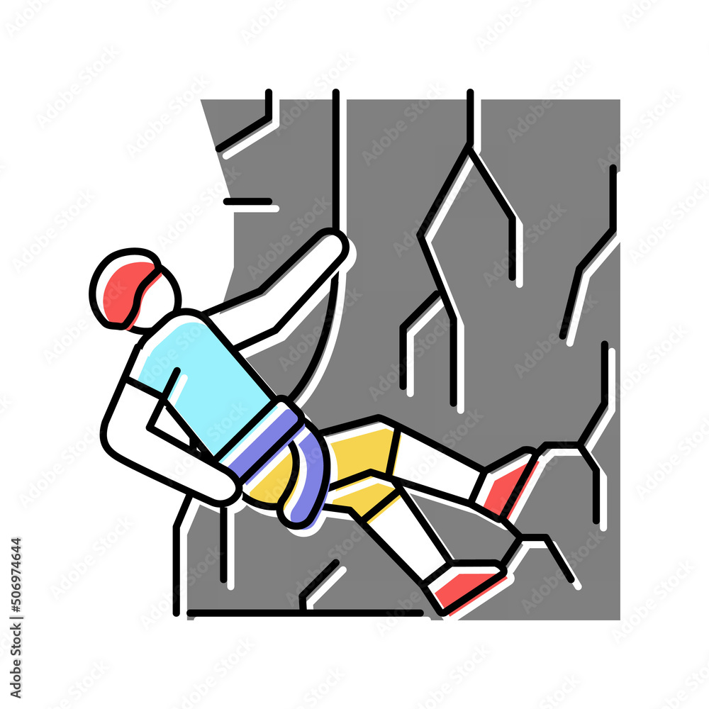 Fototapeta premium abseiling extreme sport color icon vector illustration