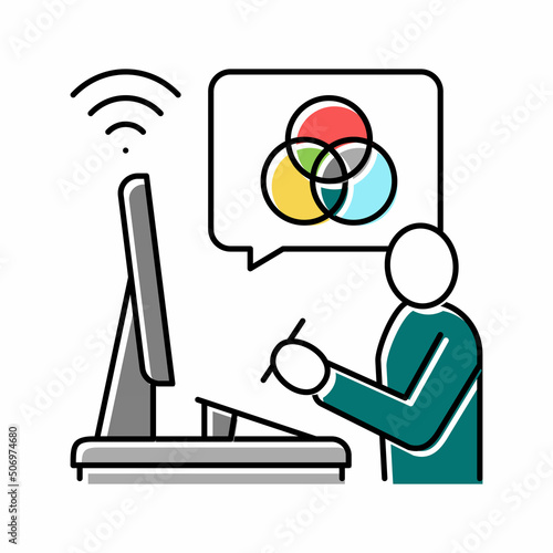 graphic designer freelance color icon vector illustration