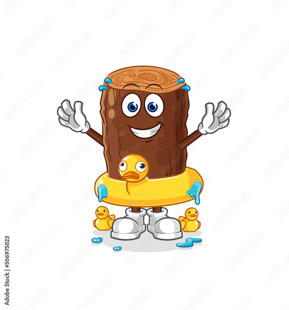 log with duck buoy cartoon. cartoon mascot vector log with duck buoy cartoon. cartoon mascot vector