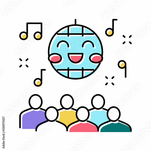 disco kids party color icon vector illustration