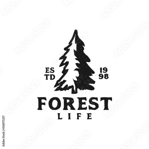 Evergreen logo. Abstract, balance and life design template. Vector illustration