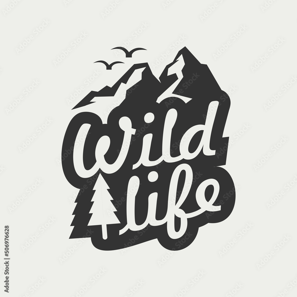 outdoor wildlife logo related badge labels emblems and design elements for t-shirts, posters, prints. Vintage typographic composition. Vector illustration.