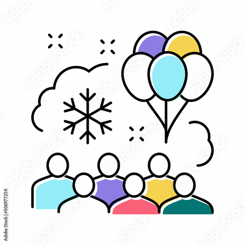 winter kids party color icon vector illustration