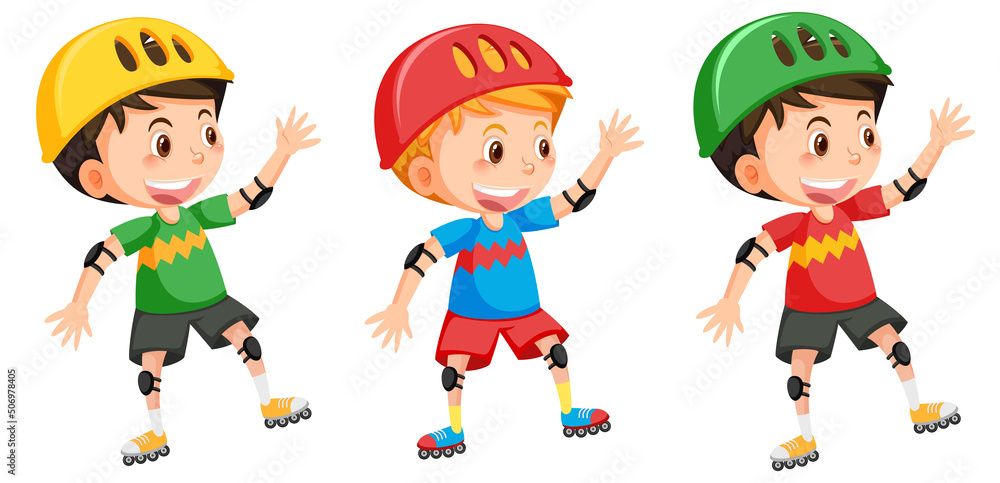 Boys on inline skates cartoon Boys on inline skates cartoon