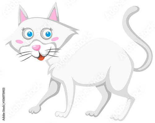 White cat in cartoon style