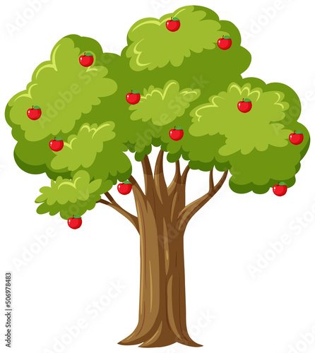 Isolated apple tree in cartoon style