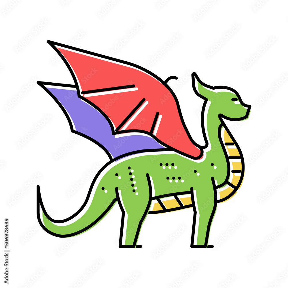 Obraz premium dragon fairy tale animal color icon vector illustration