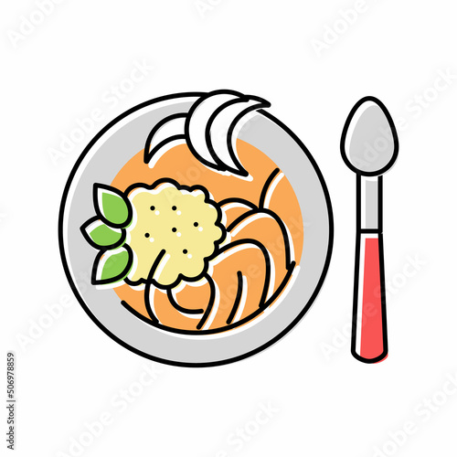 hot soup pasta color icon vector illustration